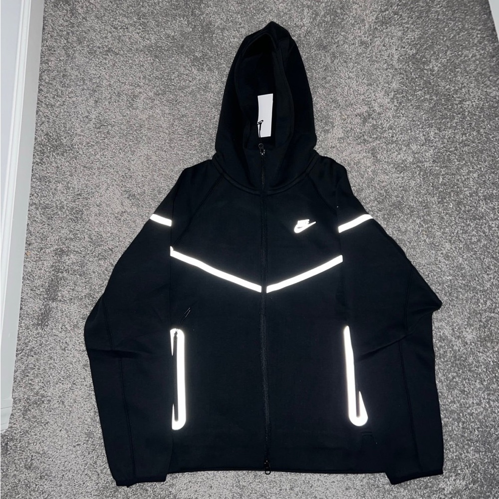 Nike Black Hoodie with Reflective Stripes and pants track set